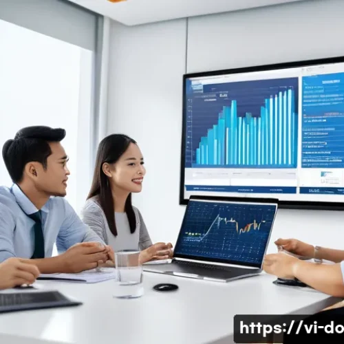 Home 30 자산 정리 시스템 구축 시 예산 관리 - A professional office scene in Vietnam showing a diverse team of employees collaborating on a financ...